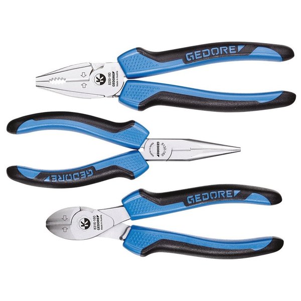 Gedore Pliers Set, 3 pcs., Overall Length: 160mm, 180mm, 160mm S 8003 JC